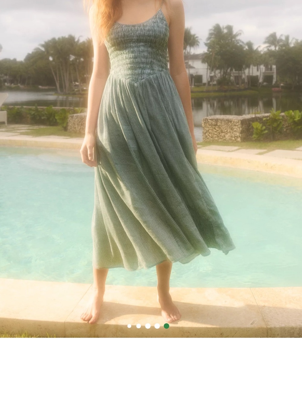 aerie At the Barre Green Gingham Maxi Dress with Smocked Bodice - Picture 6 of 7